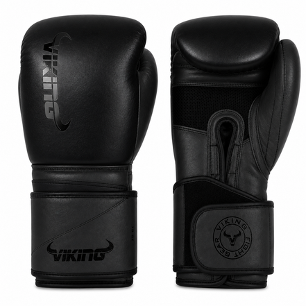 Viking Power Pro Leather Boxing Gloves Black/Black