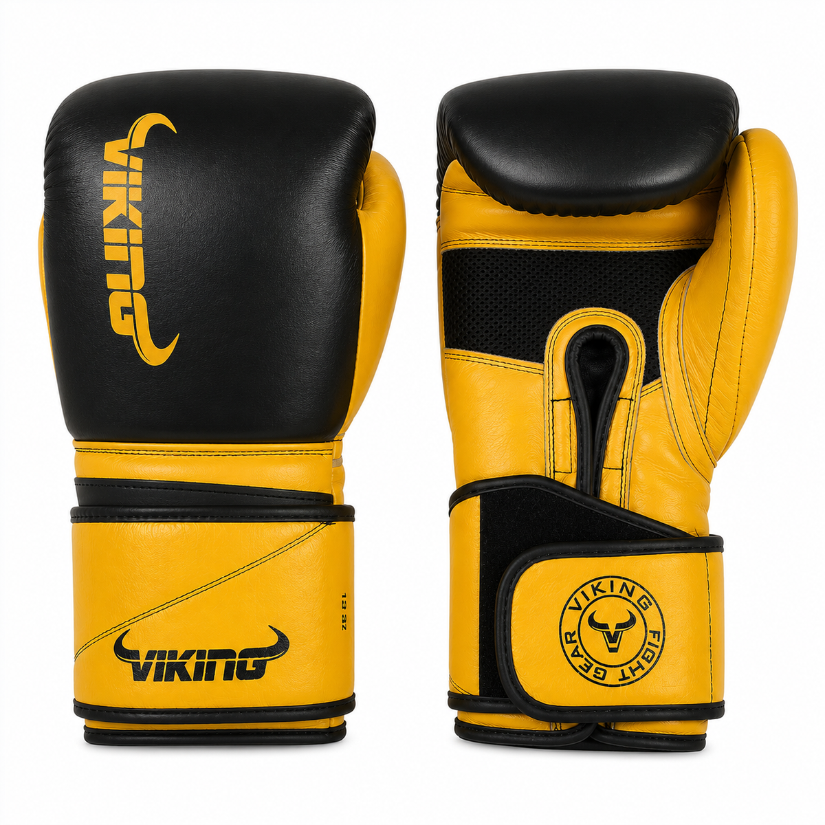 Viking Power Pro Leather Boxing Gloves Black/Yellow